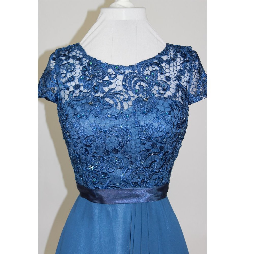 Women's Formal top Lace Embroidery Mother of bride beaded Long Evening dress - Picture 4 of 6